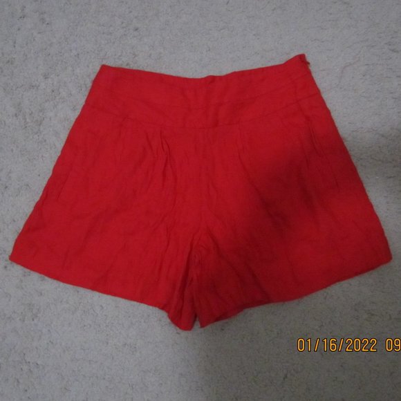 Women's Worthington Red Linen Blend Flowy Salsa Pocket Shorts Size 4 - Picture 1 of 3